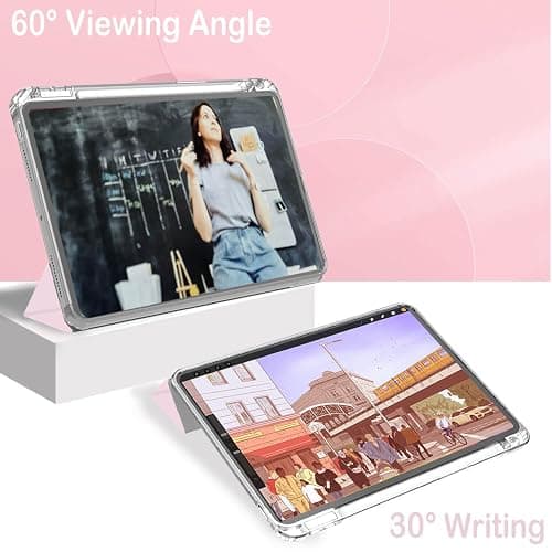Feams for iPad Air 13 Inch Case M3 2025/M2 2024, Slim iPad Pro 12.9 Inch 6th/5th/4th Generation 2022/2021/2020 Case Clear Back Cover with Auto Sleep & Pencil Holder, Pink thumbnail 6