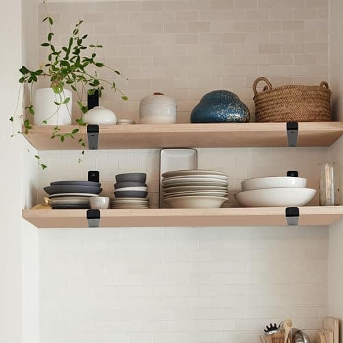 12 inch Shelf Brackets for DIY Floating Shelf, 1/5 inch Thick Heavy Duty Floating Shelf Bracket, Fit for Home, Kitchen, Bathroom, Garage, Living Room, 6-Pack Black, 11.25” x 6” x 1.5” thumbnail 7