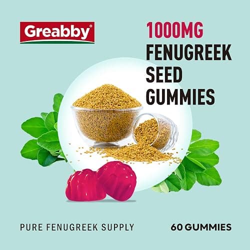 GREABBY Fenugreek Gummies 1000mg, Pure Organic Fenugreek Seeds Supplement for Breastfeeding, Healthy Lactation Support, Non-GMO (60 Vegan Gummies) thumbnail 2