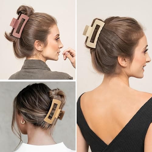 Sisiaipu 4 Inch Big Hair Claw Clips 6 Pcs Large Claw for Thick Hair Square Hair Clips for Women Rectangle Hair Clips Nonslip Acrylic Banana Jaw Clips Hair Accessories for Girls (Coffee) thumbnail 7