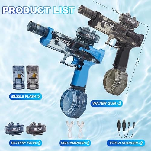 Electric Water Gun for Adults Kids: Squirt Gun, Automatic high Powered Pressure Blaster watergun with Realistic Led Muzzle Flame,Perfect Summer Gift Toys for Age 8-12 thumbnail 5