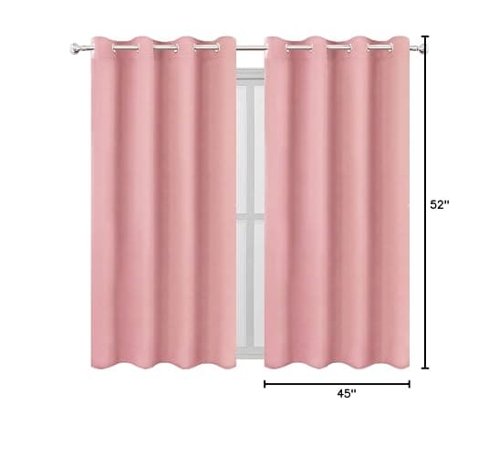 LEMOMO Pink Blackout Curtains/52 x 45 Inch Length Kids Curtains/Set of 2 Panels Grommet Bedroom Curtains for Living Room Curtains thumbnail 2