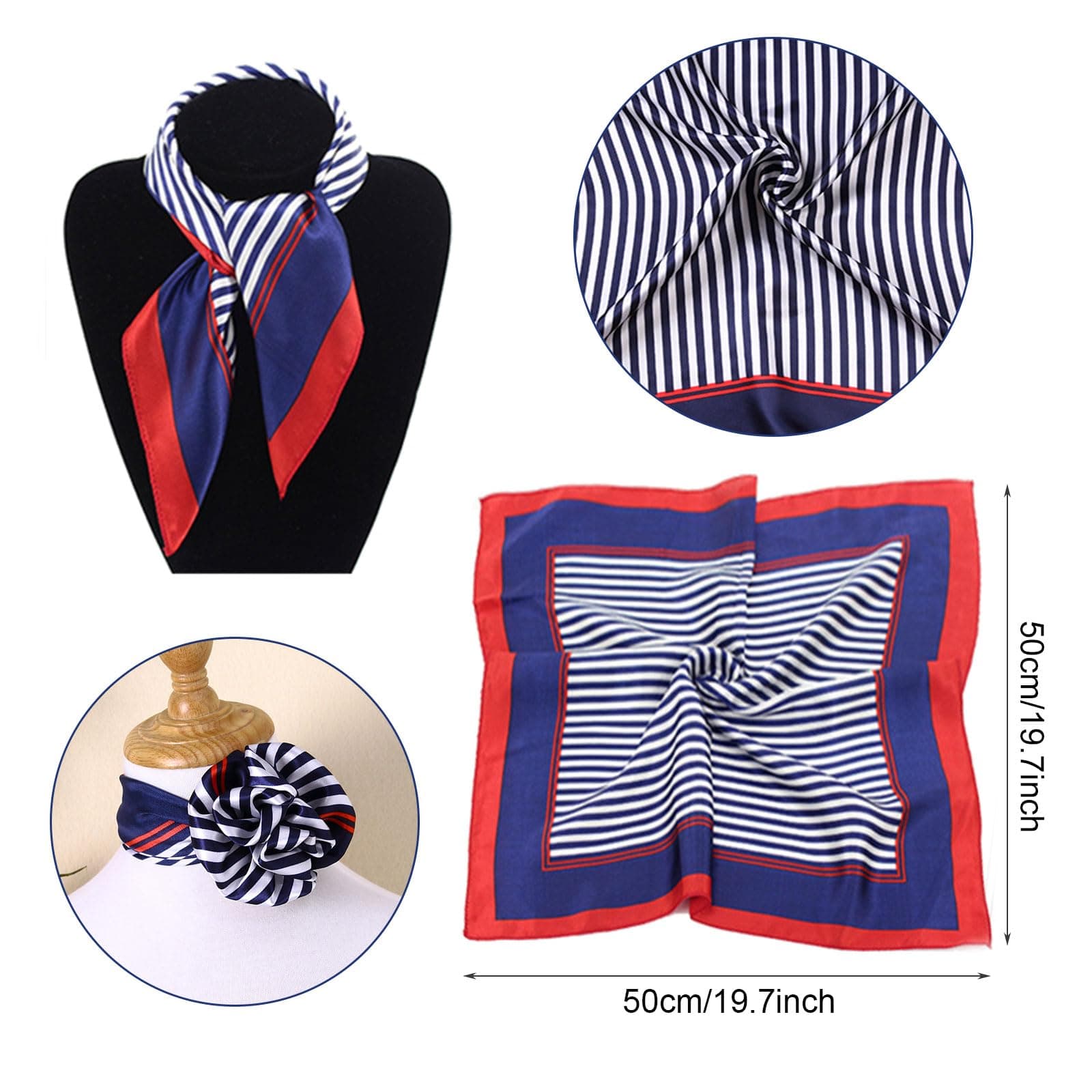 Sailor Hat and Scarf Set for Men Women,Fancy Dress Sailor Set,Blue with White Sailor Hat Scarf,for Costume Accessory, Dressing Up for Cosplay Nautical Themes Party Stage Performance thumbnail 3
