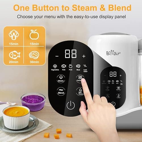 Bear Baby Food Maker | One Step Baby Food Processor Steamer Puree Blender | Auto Cooking & Grinding | Baby Food Puree Maker with Self Cleans | Touch Screen Control thumbnail 4