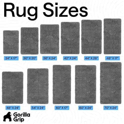 GORILLA GRIP Bath Rug Mat, Thick Soft Absorbent Chenille, Quick Dry Microfiber Mats, Rubber Backing Washable Shower Floor Rugs, US Designed Bathroom Bathmat Home Decor Accessories, 24x17, Grey thumbnail 9