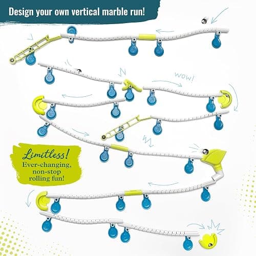 Gecko Run Marble Run Deluxe Starter Set by Thames & Kosmos – Vertical Marble Run w/Flexible Tracks, Loop & Trampoline Tricks, Fast, No-Mess Setup, Residue-Free Nano-Adhesive Pads for Creative Play thumbnail 2