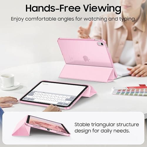 FINTIE Ultra Slim Case for iPad (A16) 11th Generation 11 Inch 2025 / iPad 10th Generation 10.9 Inch 2022 - Frosted Back Shell with Fold-back Stand and Auto Wake/Sleep, Sakura Pink thumbnail 3