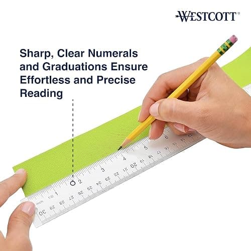 Westcott Acrylic Clear Ruler, Easy-to-Read Markings, Scratch-Resistant Design, Raised Beveled Edges, for Crafting, Office, Classroom, Back to School Supplies, 12-Inch thumbnail 4