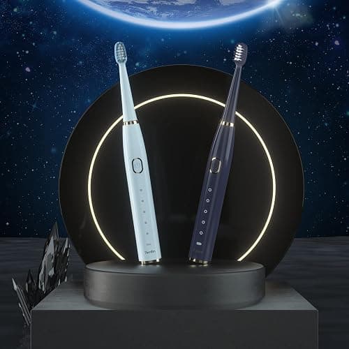 7AM2M Sonic Electric Toothbrush for Adults and Kids- High Power Rechargeable Toothbrushes with 8 Brush Heads,5 Adjustable Modes, Built-in 2-Minute Smart Timer,4 Hours Fast Charge for 30Days (Blue) thumbnail 8