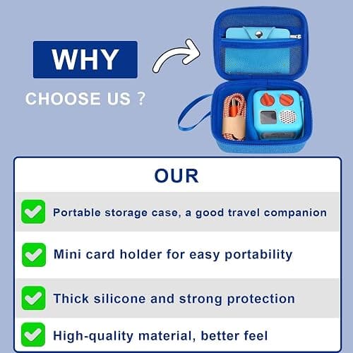 YouKnow Hard Case and Silicone Cover for Yoto Mini Player, Kids Audio Music Accessory with Card Case Holder for up to 10 Cards (Blue) thumbnail 3