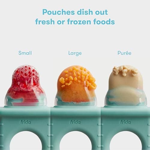 Frida Baby Push Pop Silicone Feeder, Baby Fruit Food Feeder to Safely Introduce New Foods, Fresh + Frozen, Breastmilk Popsicles, BPA Free, Dishwasher Safe | 3 Count, Teal thumbnail 4