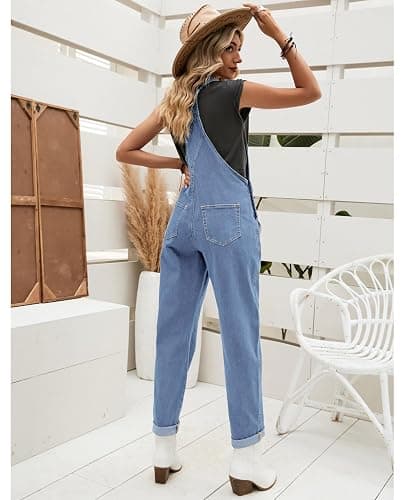 luvamia Women's Casual Stretch Adjustable Denim Bib Overalls Jeans Pants Jumpsuits thumbnail 7