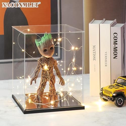 Premium Clear Acrylic Display Case with LED Lights – Dustproof & UV-Protected Showcase for Lego Venom Mask 76187, Star Wars Helmets & Collectibles - Without Overhead Light - 7.9"x7.9"x9.8"inch (for lego Venom Mask 76187) thumbnail 2