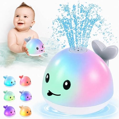ANGGIKO Baby Bath Toys, Pool Water Toys for Babies, Toddler Bath Toys for Kids Ages 1-3, 1 Year Old Boy Girl Gift Light Up Whale Bath Toy Sprinkler, Baby 6-12-18 Months Bathtub Outdoor Water Table Toy - Image 1