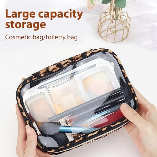 Clear Makeup Bags with Zipper, TSA Approved Travel Toiletry Bag, 3-Pack (Large, Small & Mini) Clear Cosmetic Bag, Waterproof Make Up Bag for Women, Car Bag Organizer & Car Organization Essentials thumbnail 5