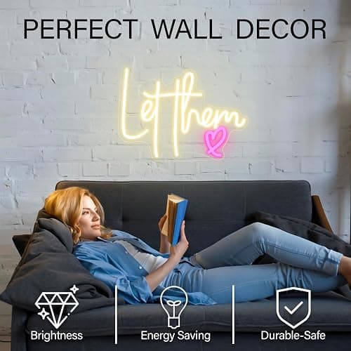 Let Them Neon Sign Dimmable Neon Signs for Wall Decor Inspirational LED Signs USB Light Up Sign for Bedroom Living Room Wall Decor Office Decoration thumbnail 6