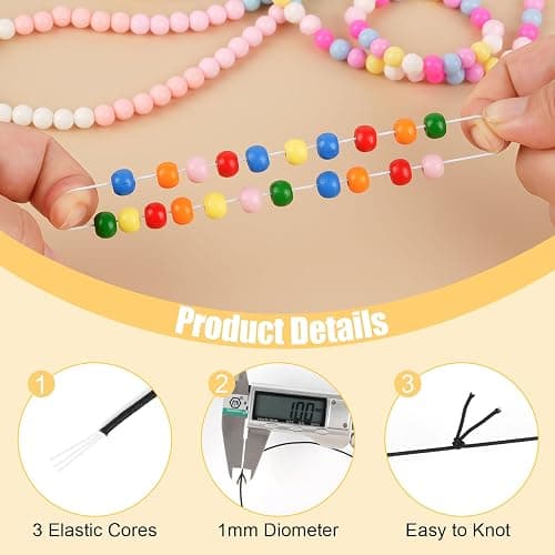NIUBIER 4 Rolls Elastic String for Bracelets, 1 MM 660 Feet Stretchy Bracelet String, Sturdy Elastic Cord for Craft Necklace Jewelry Making (2 Black + 2 White) thumbnail 4