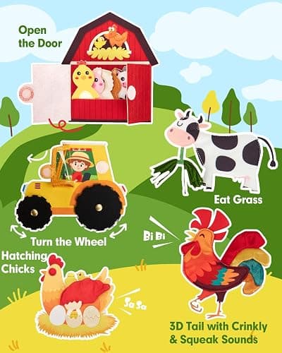 hahaland Busy Book for Toddlers 1-3 - Montessori Toys Busy Board for 1 Year Old Boy Gifts Girl Toys Educational Learning Quiet Activity Books Toddler Travel Toys for One Year Old Birthday Gift thumbnail 7