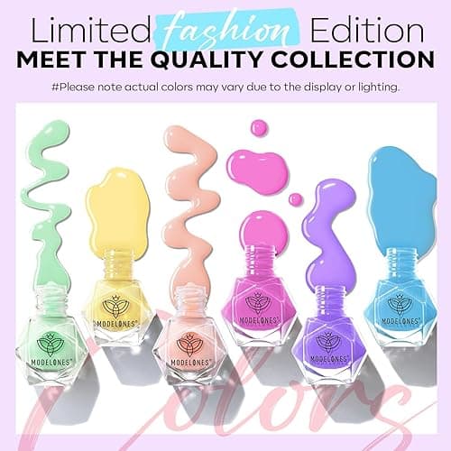 modelones Nail Polish Set, 6 Colors 2025 Summer Macaron Pastel Nail Polish Soft Pink Purple Blue Green Orange Quick Dry Nail Polish Kit Salon Home DIY Manicure Kit Gift For Women Girl - A07-Macaron thumbnail 2