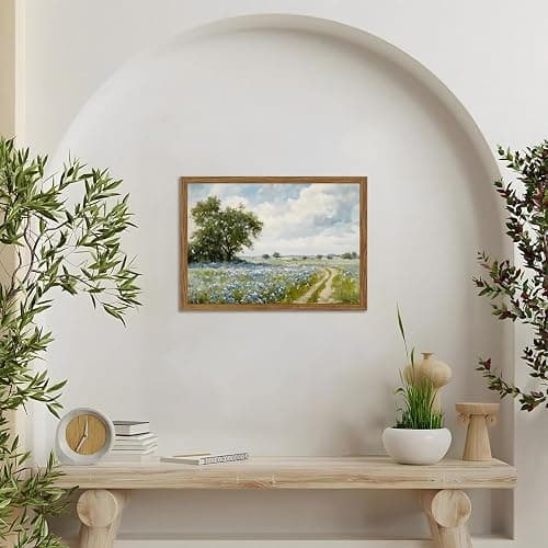 Framed Vintage Canvas Wall Art, Country Landscape Wildflower Field Wall Decor Paintings, Rustic Nature Pictures Prints Home Decor for Living Room Bedroom Bathroom Farmhouse 8x10 inch thumbnail 2