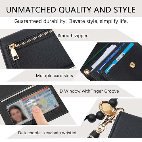 Sunpour Keychain Wallet RFID Wristlet Wallets for Women,Small Wallets Woman Key Chain Wallet with Coin Pocket and Id Window thumbnail 4