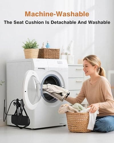 Feeplas Baby Bouncer, Bouncer Seat for Babies 0-12 Months, Ergonomic Rocking Chair with Detachable Hanging Bar, 3-Height Adjustments, Foldable & Portable Infant Rocker, Machine Washable Fabric, Beige thumbnail 9