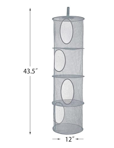 ⭐️Storage Foldable Net 4 Compartments Hanging Mesh Toy Storage Organizer for Kid Room Toys, Gloves, Hats, Socks(Gray) - Image 1