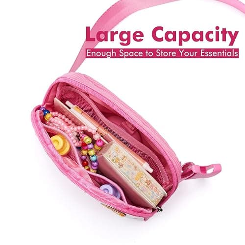 Cute Diy Pink Waist Fanny Pack for Girls, Crossbody Bag Purse Belt Bag,Dance Recital Birthday Gifts for 3 4 5 6 7 8 9 10 11 12 Year Old Kids. (912Rose red) thumbnail 6