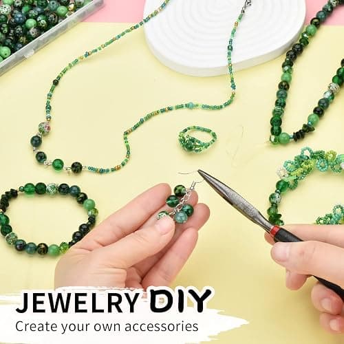 Glass Beads Jewelry Making Kit, Fresh Green Color-900pcs Include 8mm Assorted Beads, 4mm Bicone Crystal Beads, 2-4mm Spacer Seed Beads for DIY Bracelet, Earring Necklace Pendants Making Supplies thumbnail 4