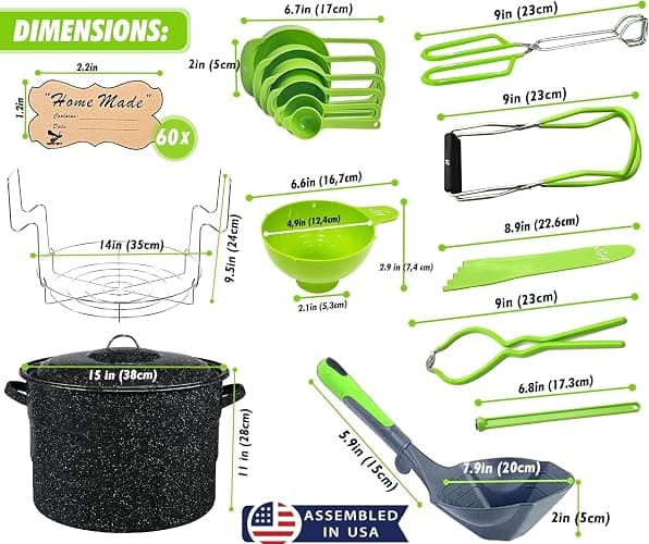 Canning Supplies-24 Qt. Water Bath Canning Pot with Rack & Lid -Starter Kits Set for Beginners - Stainless Steel Water Bath Canner Kit & Rack-Rack, XL Ladle, Measuring Cups, Kitchen Funnel by Supa Ant thumbnail 7
