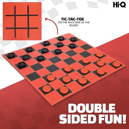 HI-Q Checkers & Tic-Tac-Toe Board Game Set – Classic Strategy for Kids & Family – Features Interlocking Stacking Pieces & Folding Board – Ages 6+ thumbnail 7