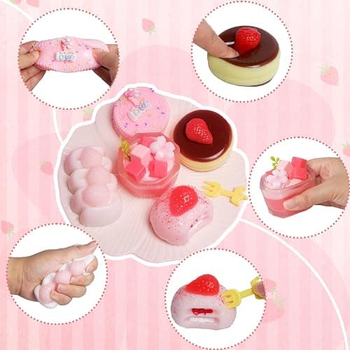 5 Pcs Handmade Taba Squishies Toy, Ultra-Realistic Dessert Cookie Look Sticky Squishy Toys for Stress Relief Squishies Fidget Toys for Party Favors OPP Packaging thumbnail 3