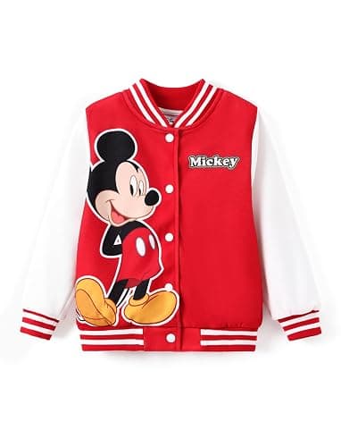 Disney Minnie Mickey Stitch Princess Frozen Elsa Marvel Jacket Lightweight Coat Button up Color Block Sweatshirt 2-14 Years - Image 1