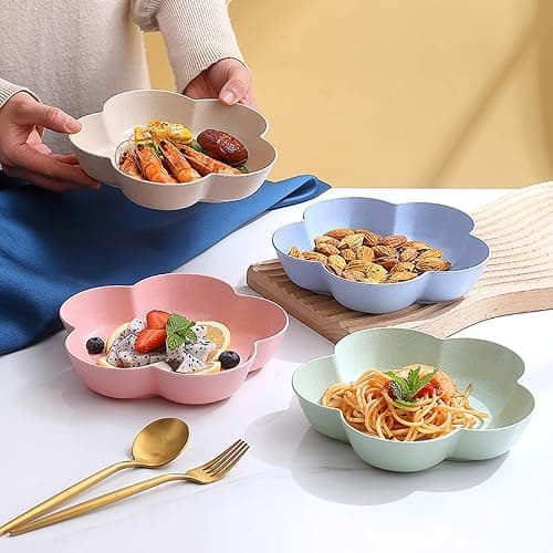 Wumuzai 5 Pack Small Dessert Bowls 21oz, 7 Inch Wheat Straw Snack Appetizer Plates, Pinch Prep Bowls for Cooking, Seasoning Spice Dipping Bowls Dishes, Reusable Cake Plates for Party BBQ (Purple) thumbnail 7