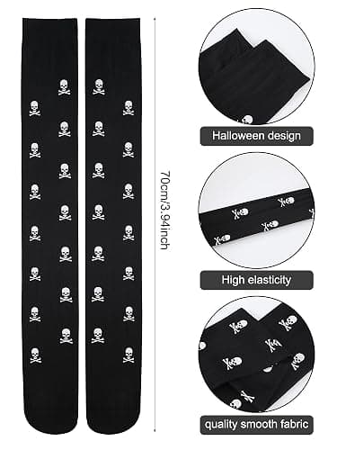 Boao 4 Pairs Halloween Thigh High Long Stockings Over Knee Stockings Cosplay Festival Socks thumbnail 4