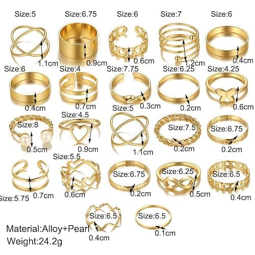 HaHaGirl Gold plate and Silver Plated Jewelry Sets for Women Costume Jewelry Chain Necklace Bracelet Earrings and Rings Sets for Women thumbnail 6
