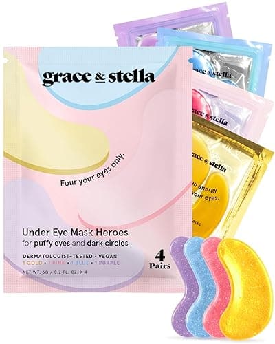 grace & stella Under Eye Gel Patches Multi-Color Pack - 4 Pairs of Under Eye Patches for Dark Circles - 4 Colors/1 Pair Each - Puffy Eyes Treatment - Vegan Cruelty Free Birthday Gifts for Women - Image 1
