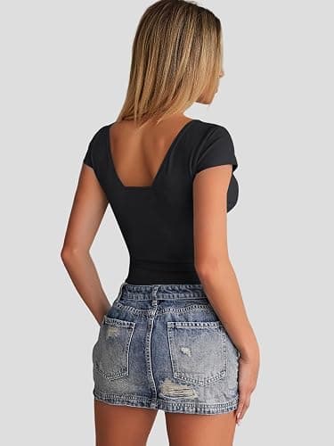 Trendy Queen Womens Summer V-Neck Backless Cute Tops Going Out Sexy Slim T-Shirts Y2K Clothes Corset Spring Outfits 2026 thumbnail 5