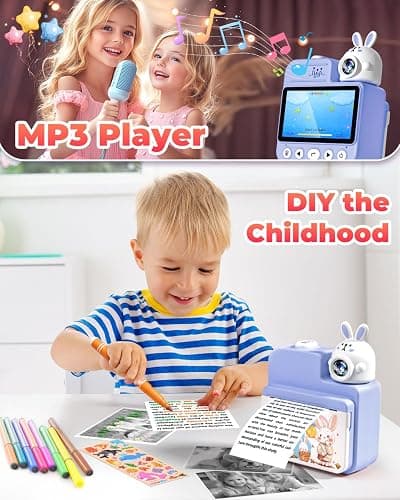 Kids Camera Instant Print Toys, Christmas Birthday Gifts for Girls Boys, 3.0” Autofocus Kids Digital Camera Toddler Camera for 3 4 5 6 7 8 9 10 11 12 Year Old Girl Boy with 32GB TF Card (Purple) thumbnail 6