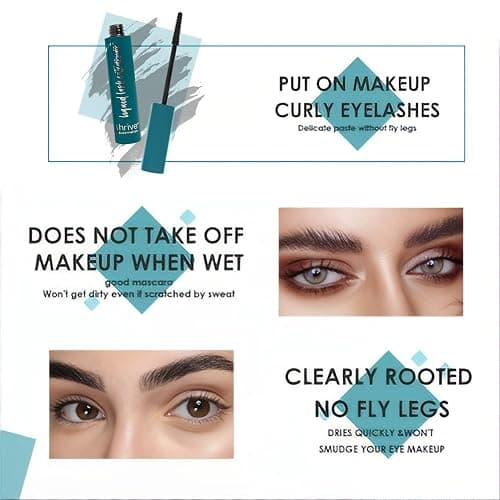 Thrive Mascara Liquid Lash Extensions, Tubing Mascara Cosmetics Natural Volumizing Lengthening Eye Makeup, Waterproof & Smudge-Proof, Long-Lasting No Clumping (Black) thumbnail 3