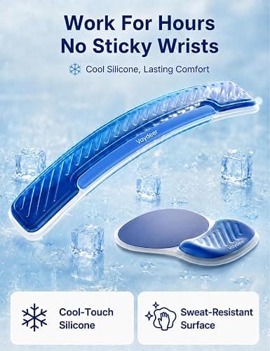 Vaydeer Ergonomic Gel Keyboard Wrist Rest and Mouse Pad with Wrist Rest Set | Cooling Gel Wrist Support for Comfortable Typing, Gaming and Remote Work with Non-slip Base for Stable Desk Use, Blue thumbnail 4