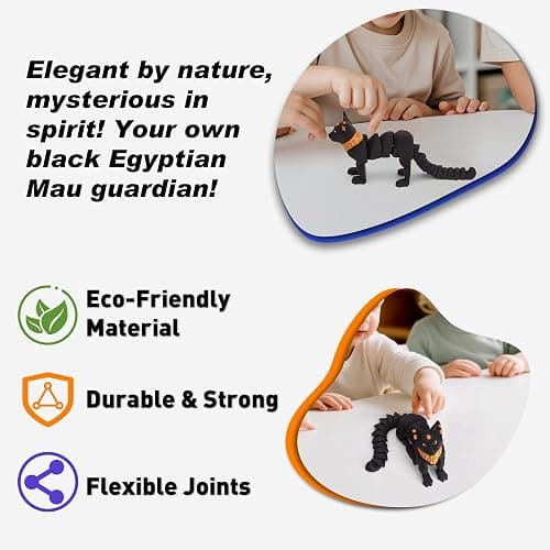 Yipintang 3D Printed Creature Flexible Animals - 7.9 Inches Fidget Animal for Desk Décor (Egyptian Mau Cat) thumbnail 4
