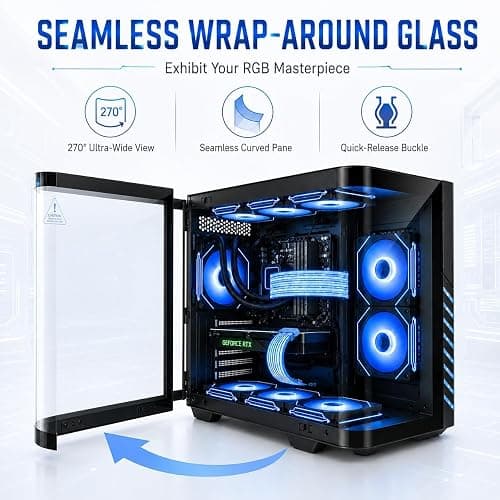Evounic Gaming Desktop PC Computer Liquid Cooled 12-Core Processor, GeForce GTX 1080 Ti 11GB, 64GB RAM, 1TB NVMe SSD, WiFi 6 & BT 5.4, 9X ARGB Fans, 650W PSU, Windows 11 thumbnail 6