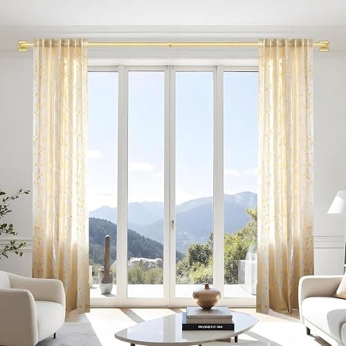 Gold Curtain Rods for Windows 48-90Inch(4-7.5ft) Heavy Duty Wrap Around Blackout Curtain Rods,Adjustable Room Darkening Drapery Rod for Bedroom, Living Room, Sliding Door & Outdoor Patio thumbnail 2