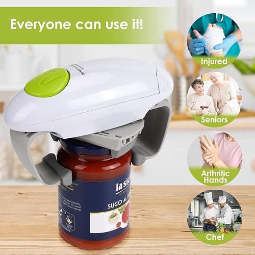 Electric Jar Opener, Kitchen Gadget Strong Tough Automatic Jar Opener For New Sealed Jars,The Hands Free Jar Opener with Less Effort to Open (White) thumbnail 3