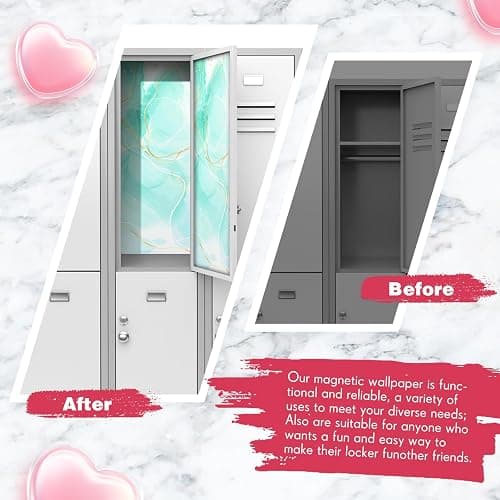 Konohan 2pcs Magnetic Locker Wallpaper Back to School, Turquoise Marble thumbnail 4