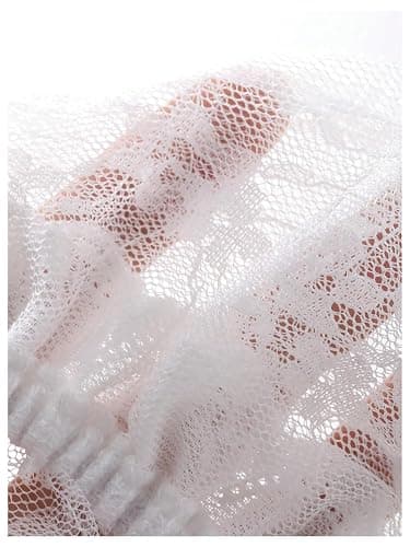 SweatyRocks Women's Sheer Lace Wrap Skirts Tie Ruffle Layered Mini Skirt | Tiered, Layered Cake Style, See Through Belt Skirt, Coquette Fairy Micro Skirt, Lace Tie Side Skirt thumbnail 5