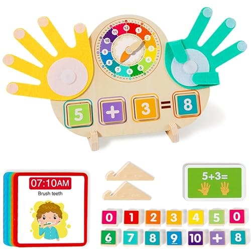 Quliwise Educational 2 in 1 Math Manipulatives Number Counting Blocks & Teaching Clock for Kids, Preschool Learning Toys for Toddlers 3-5, Montessori Toys for 3-5 Year Old Boys Girls Birthday Gifts thumbnail 9