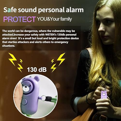 Personal Alarm Safe Sound for Women Kids Elders, 2 Pack Cute 130dB Loud Siren Safety Self-Defense with LED Light, Security Keychain Emergency Alert Alone (Blue+Purple) thumbnail 3