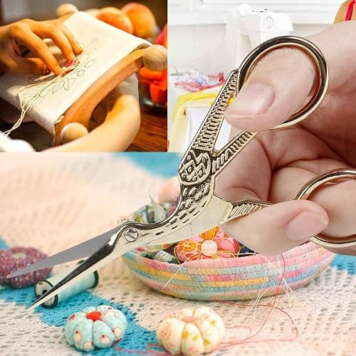 BIHRTC Small Craft 4.5Inch Embroidery Scissors with Artificial Leather Cover Stainless Steel Tip Bird Stork Scissors Shears for Sewing Crochet Embroidery Paper Art Work thumbnail 6